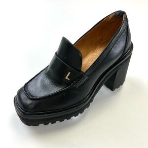 Dr Liza Footwear Priscilla Loafer Pump black lug heel leather Size 5